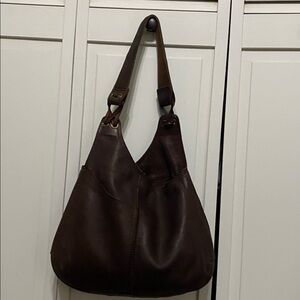 Vintage Lucky Brand Soft Pebble Leather Brown Hobo Handbag